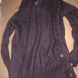 H&M Brown Cable Knit Cardigan Sweater